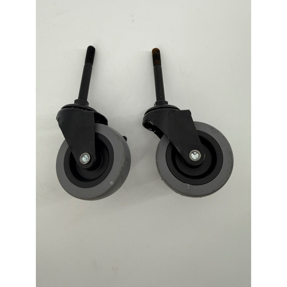 Set of 2 Heavy Duty 4‎ Inch Swivel Caster Wheels with Locking Brakes Grey Black
